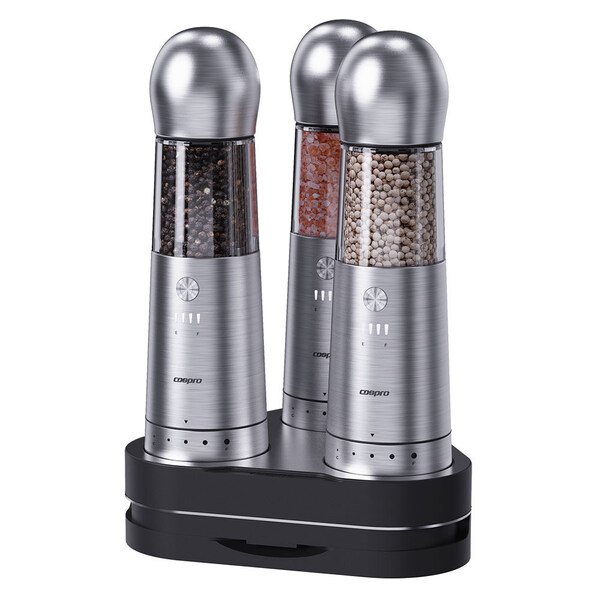 COSPRO debuts 3-in-1 electric salt &amp; pepper grinder set